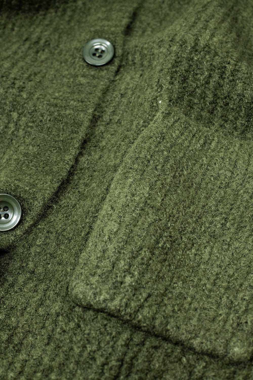 Long Ribbed Cardigan With Pockets and Hood in Khaki