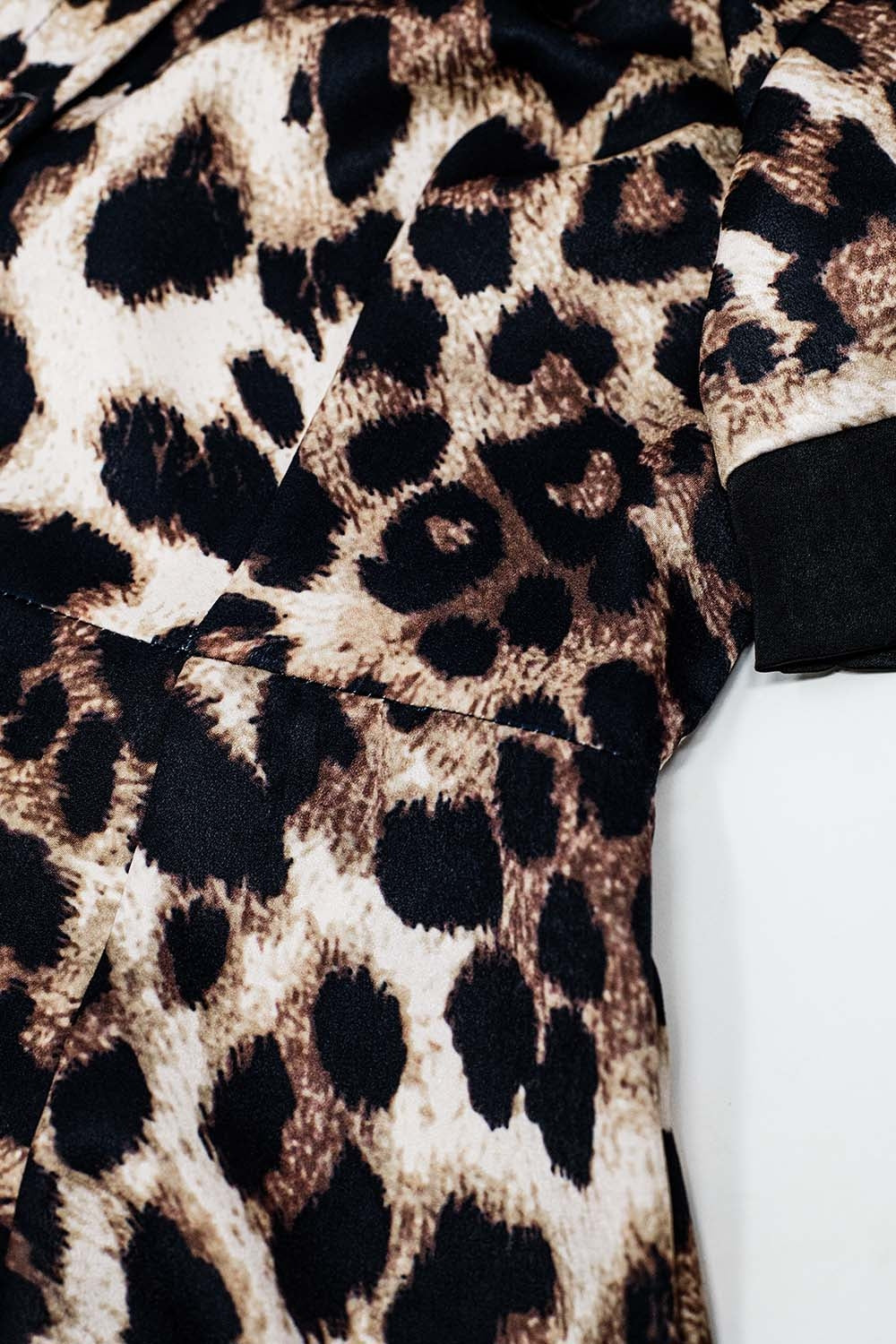Leopard print buttoned maxi dress with satin detail - dress