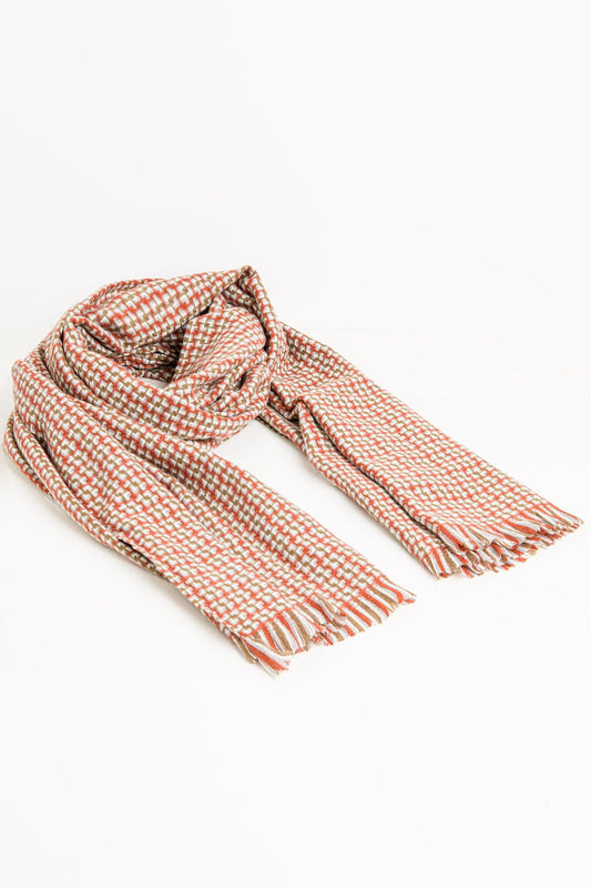 Super soft red scarf with geometric print - Scarves