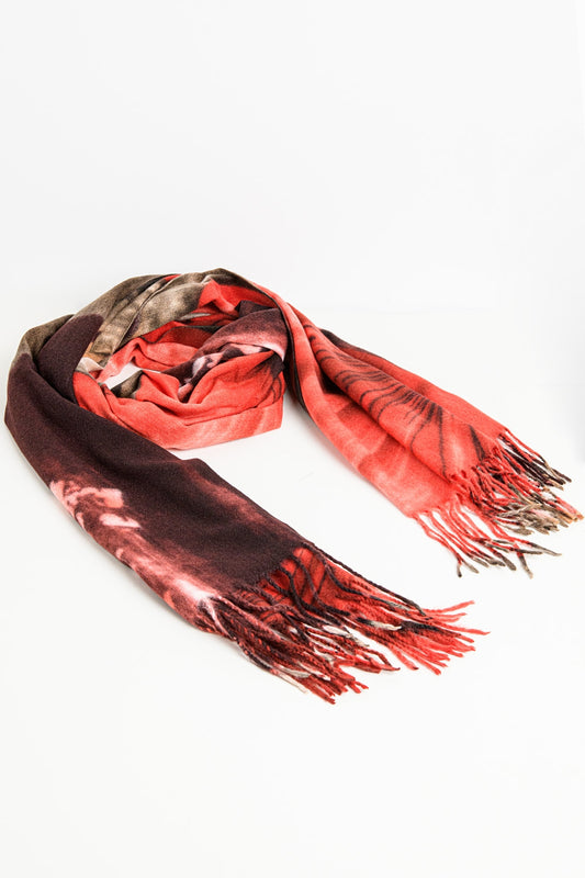 red flower print scarf - Scarves