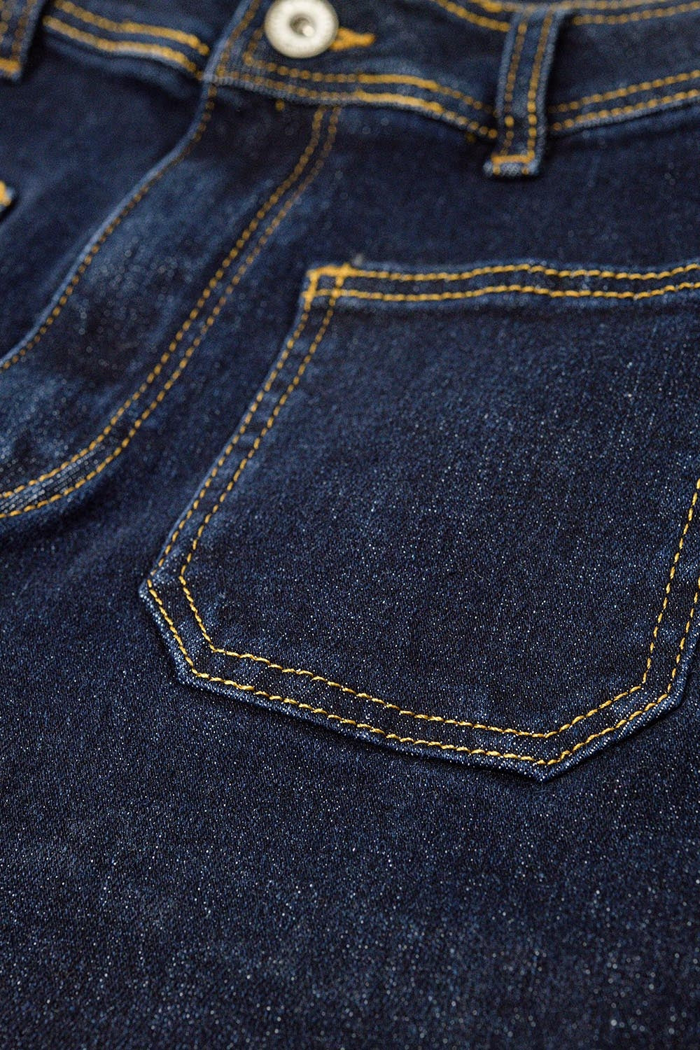 Dark wash wide leg jeans with leopard detail at the bottom - Denim