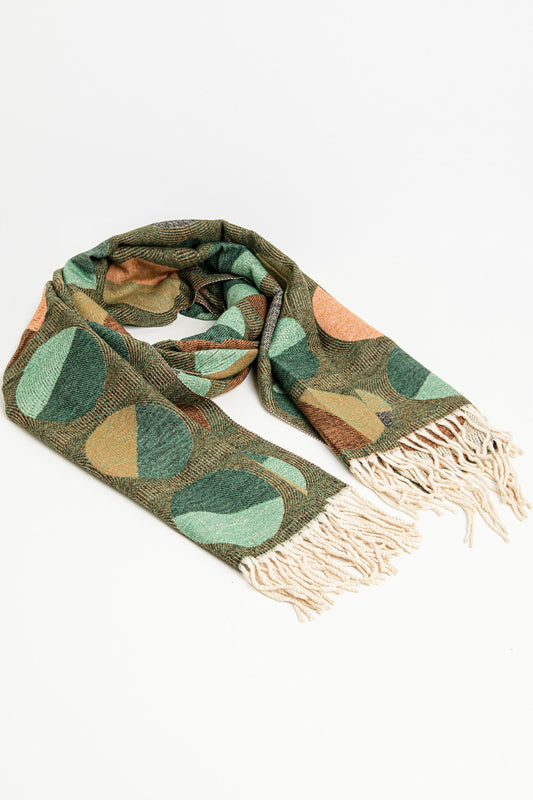 Scarf printed with circles in green - Scarves