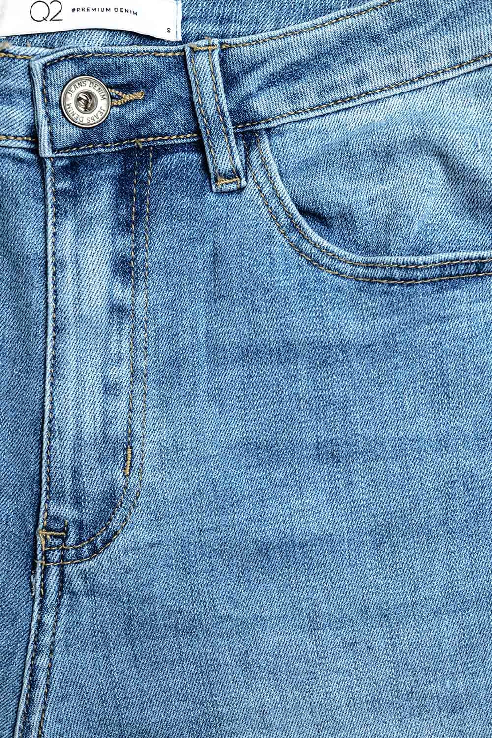Roll hem jeans in mid blue - Denim