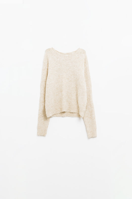 standard fit soft knit sweater in beige - jumper