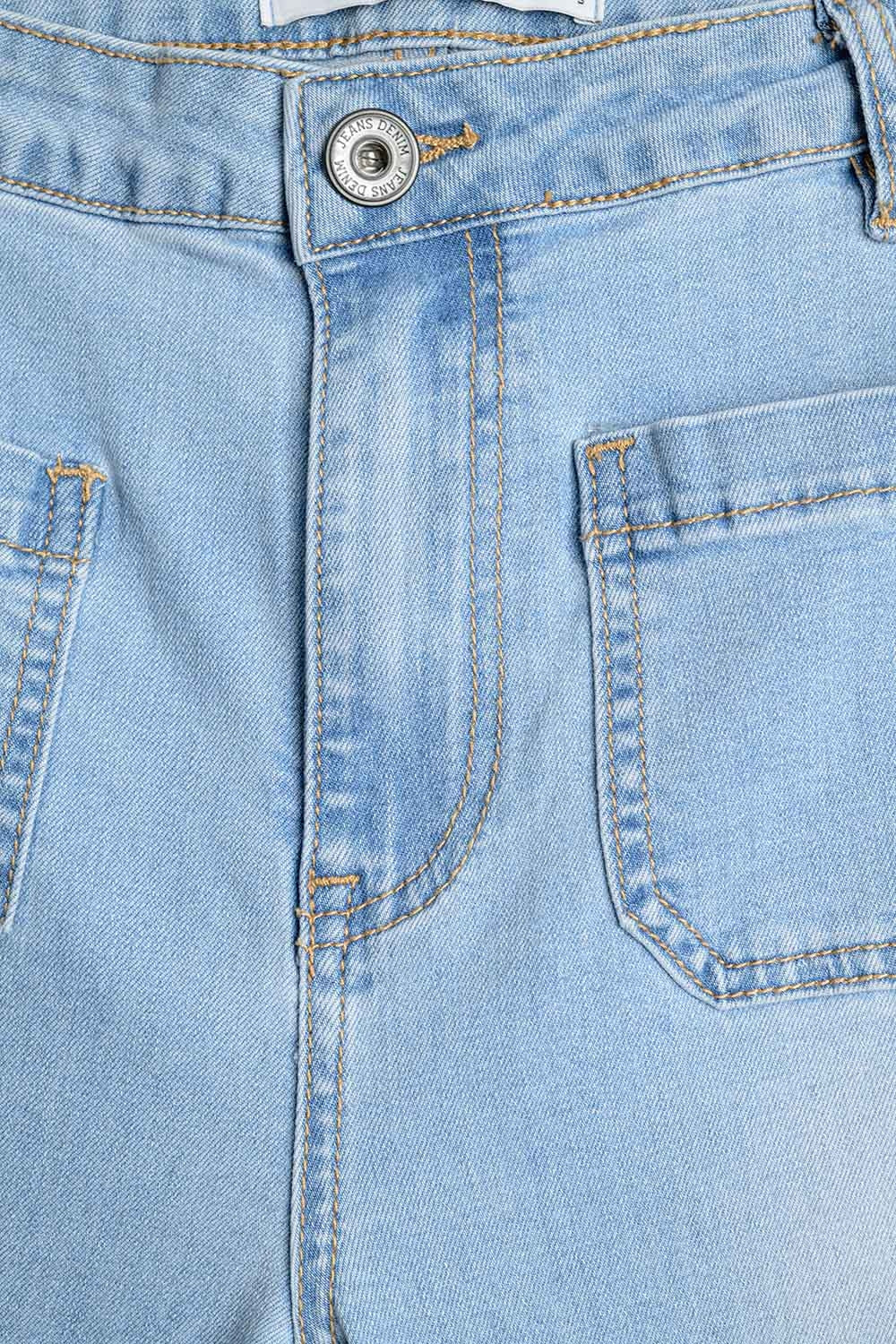 Skinny Light Wash Flare Jeans With Front Pockets - Denim