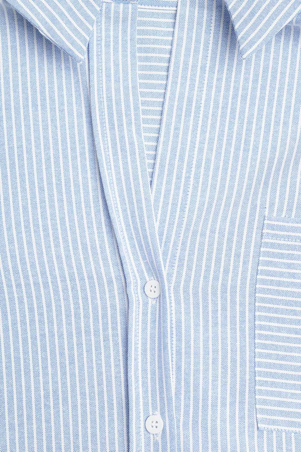 White Striped Buttoned Shirt In Blue - Shirts