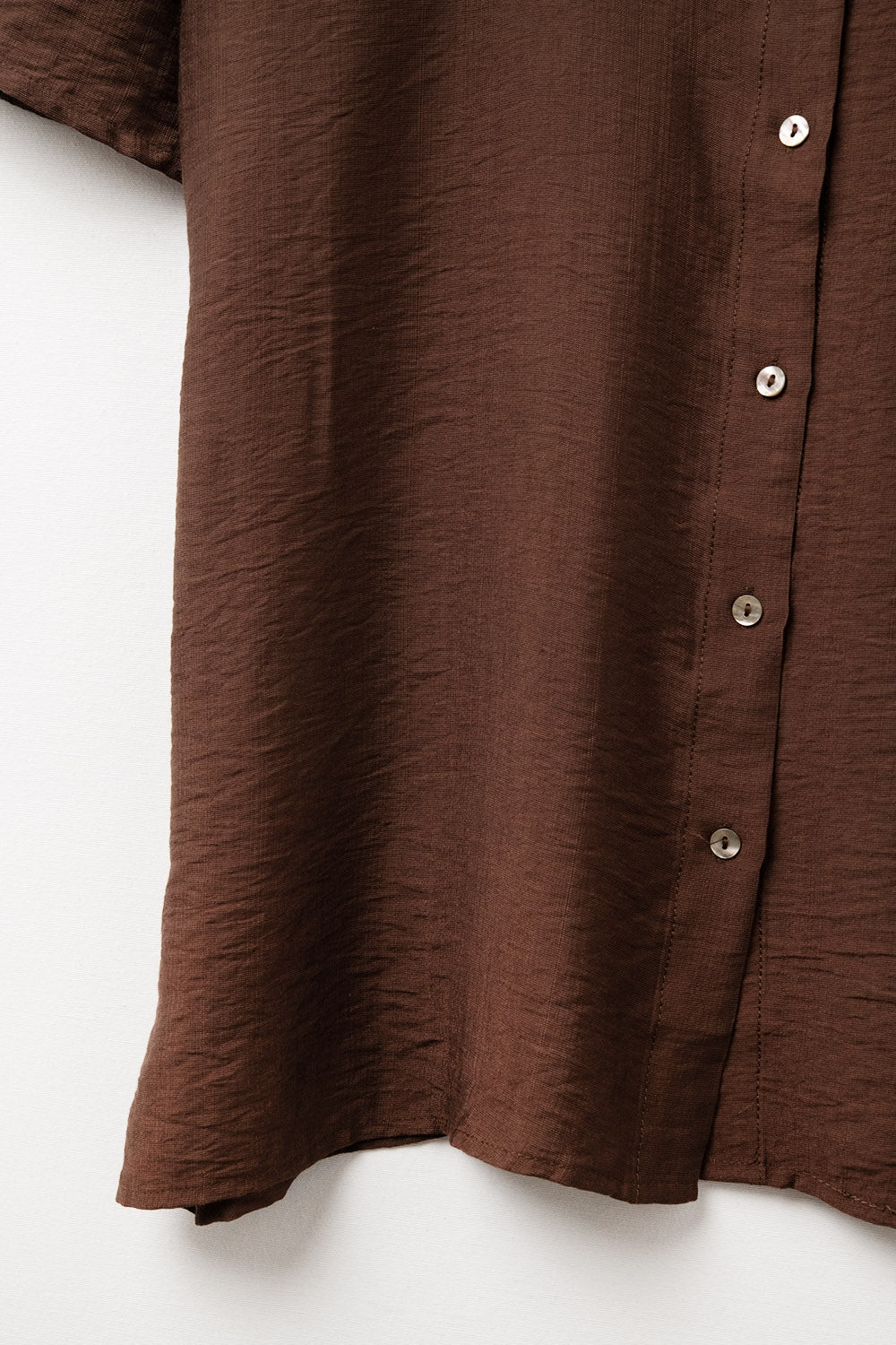 Chocolate Brown shirt with short sleeves and pleat on the sleeve - Shirts