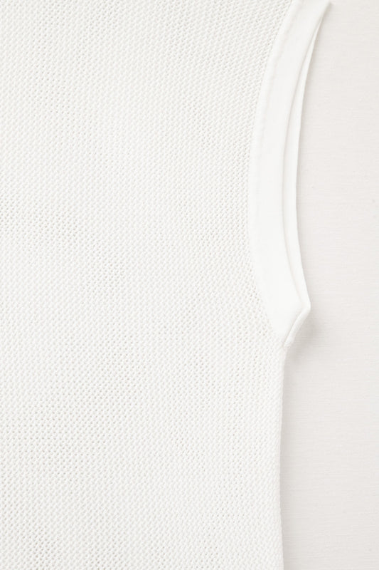 grid knit sweater in white color