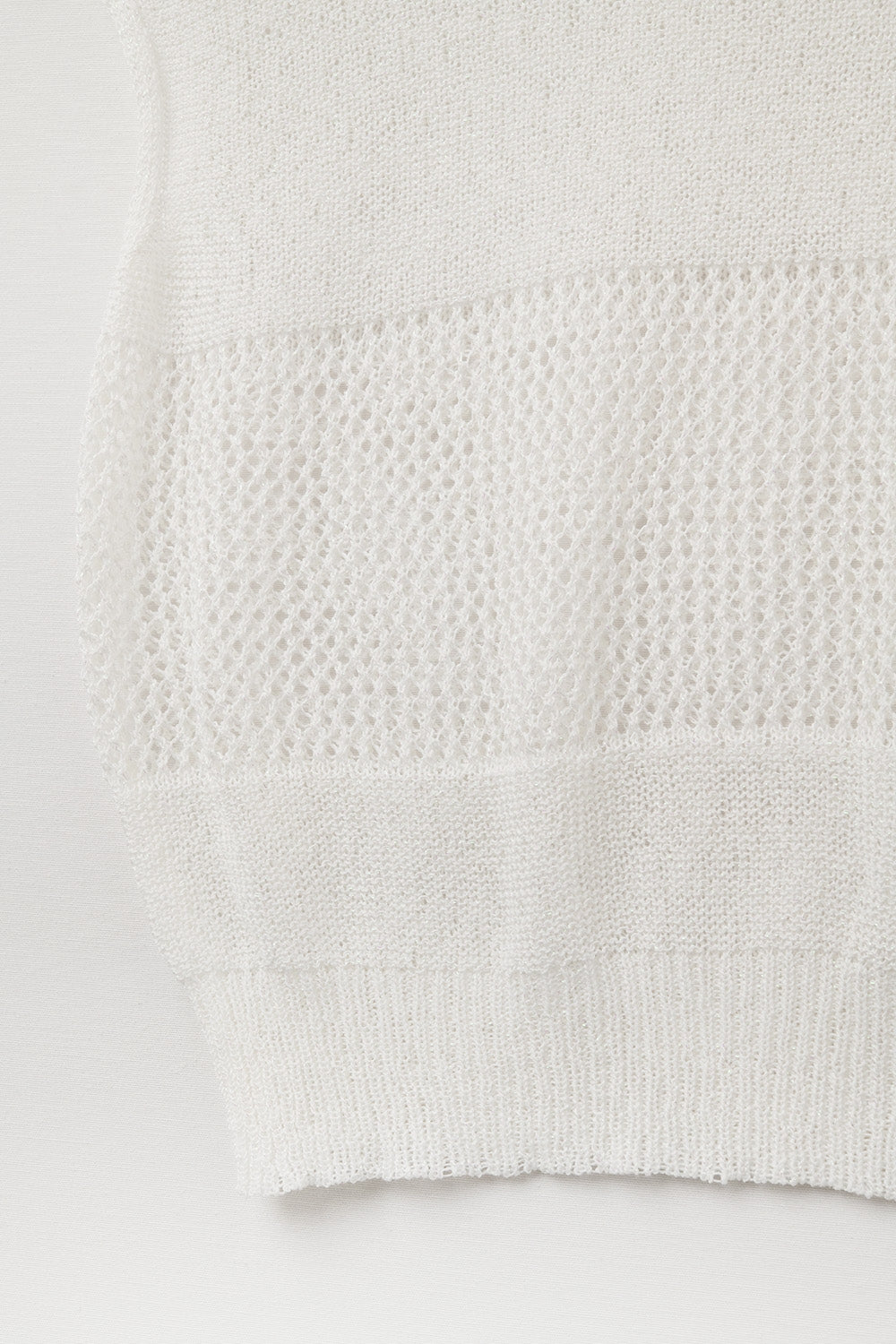 Lightweight Open-Knit Short Sleeve Sweater in white
