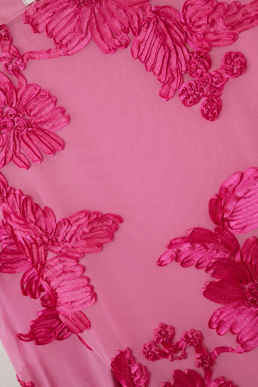 fuchsia chiffon mini dress with floral brocade - dress