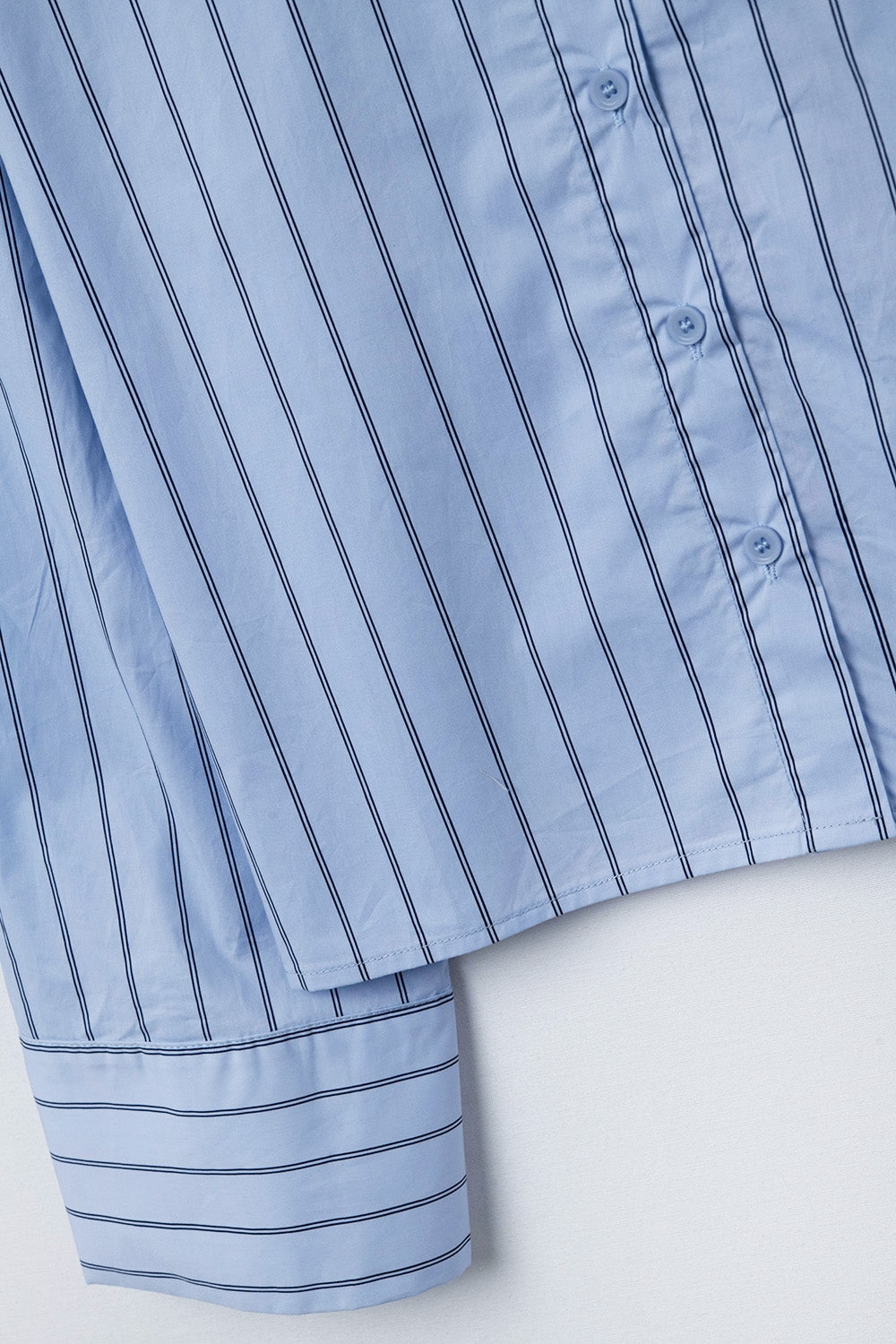 cropped blue striped poplin shirt - Shirts