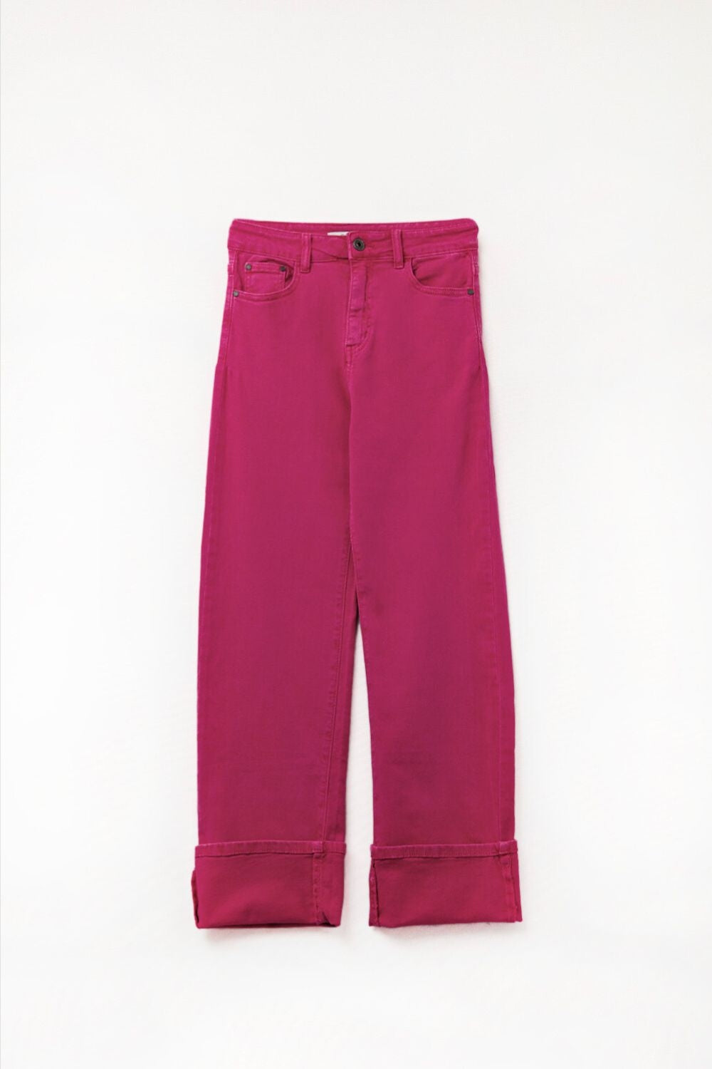Straight leg Pants with cropped hem in magenta - Coloured Jeans