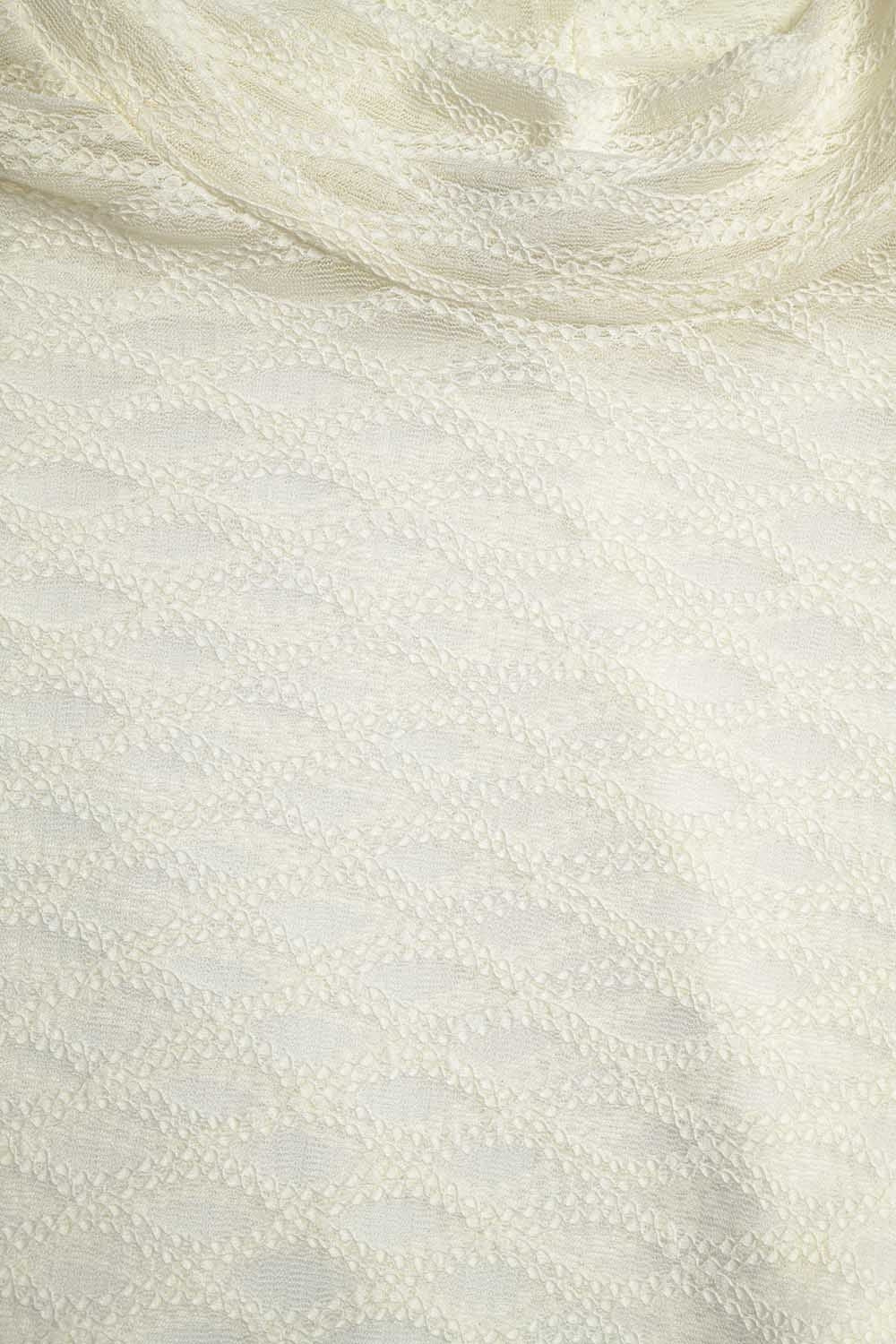 Beige Sheer Lace Turtleneck Top with Puff Shoulders