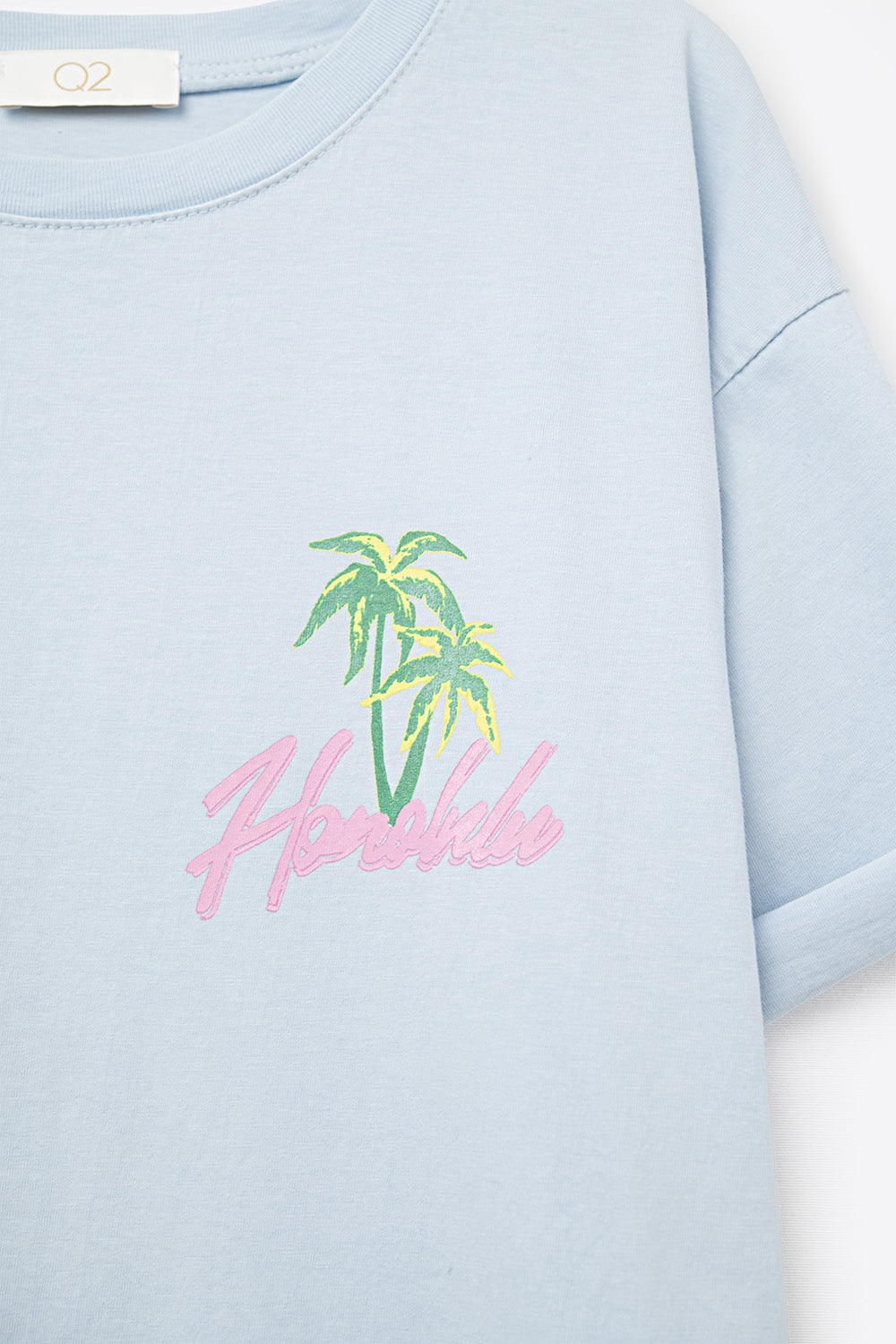 Blue t-shirt made in Italy with Honolulu graphic - top