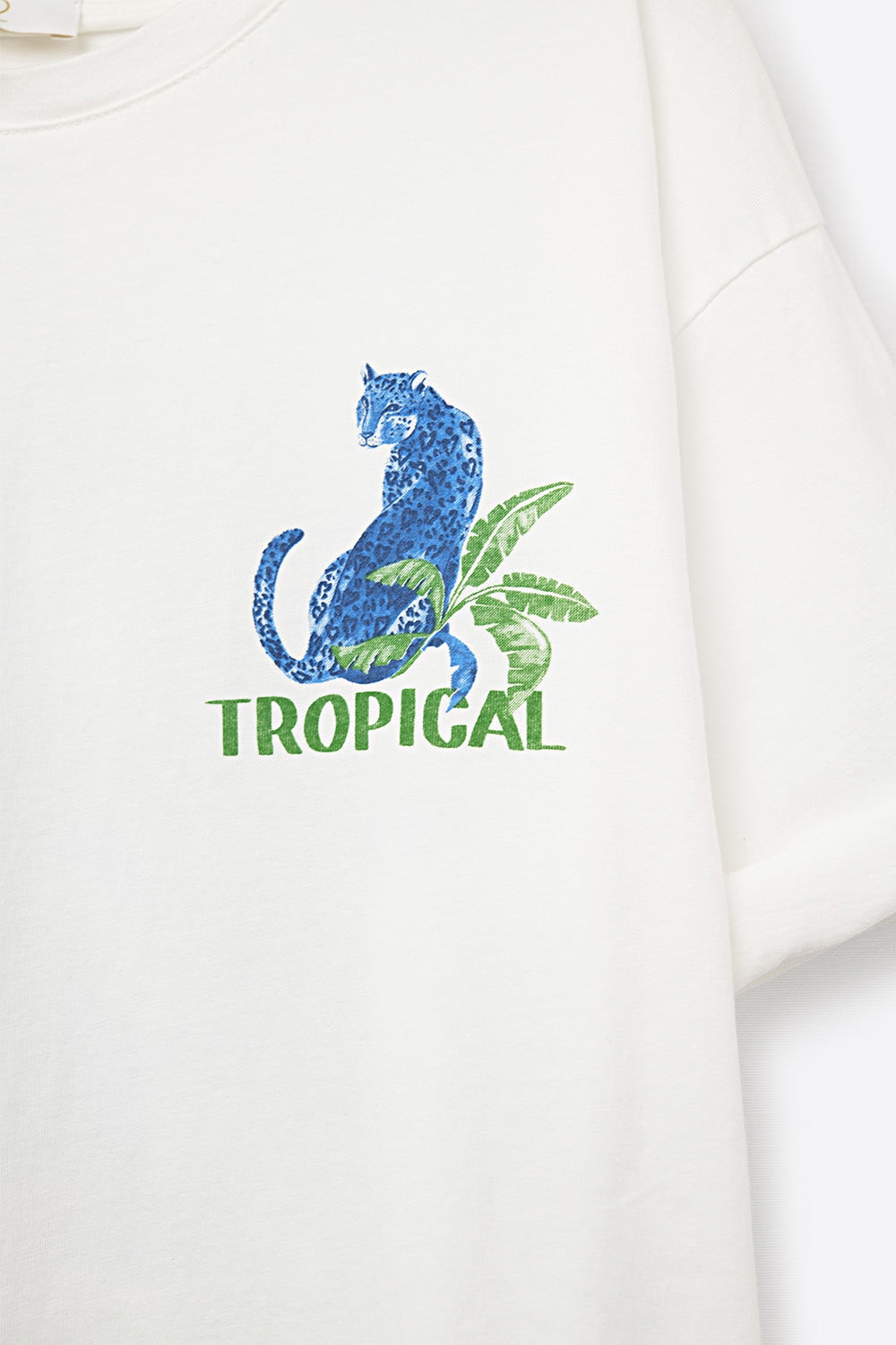 White t-shirt made in Italy with tropical graphic print - top