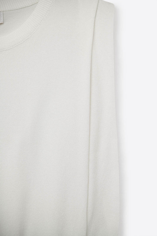 Sleeveless Knited sweater With Shoulder Drape in White