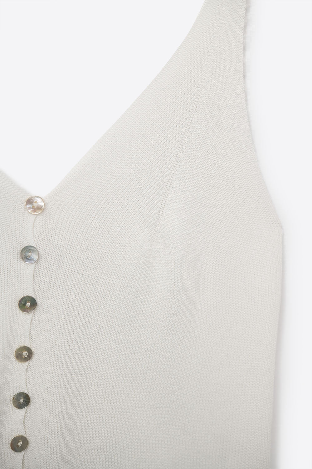 White Knit Buttoned Crop Top
