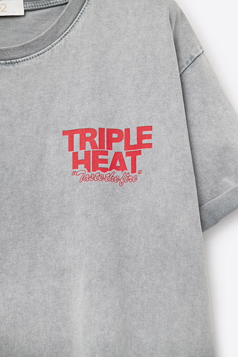 Washed grey relaxed fit Short Sleeve TRIPLE HEAT LOGO T-shirt - top