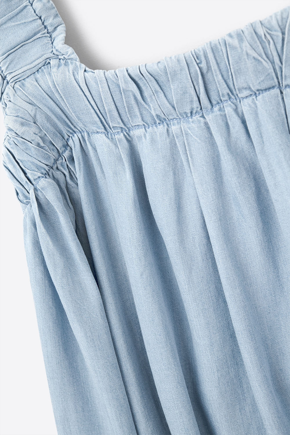 Light Blue maxi Dress with Ruffled Straps in tencel fabric - dress