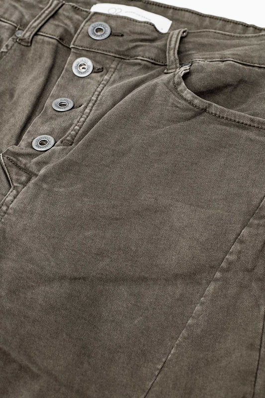 Exposed buttons skinny jeans in gray - trousers