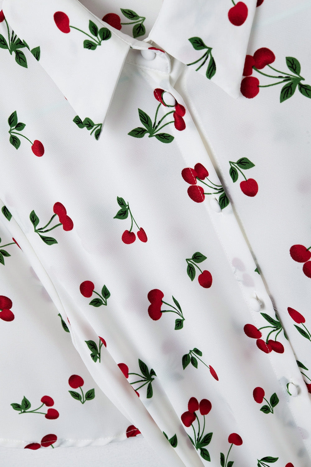 Cherry Print Short Shirt Dress - dress
