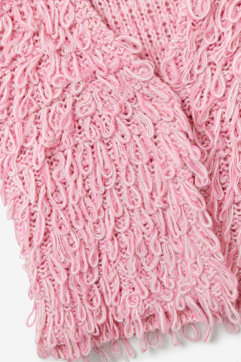 Loop Knit Vest with Textured Fringe Effectm in pink