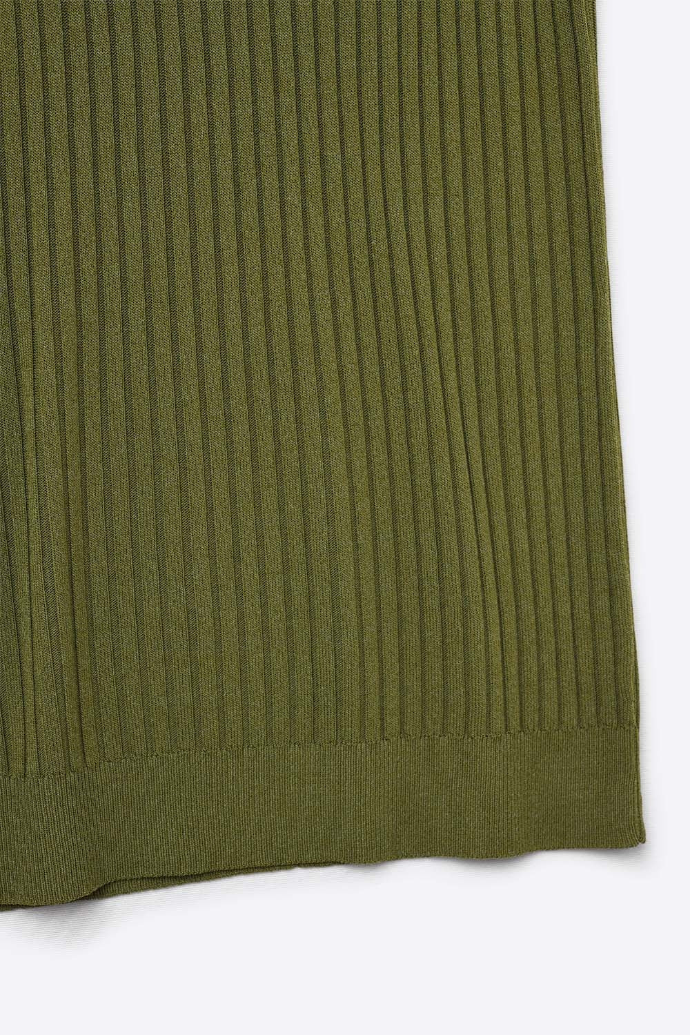 Khaki Sleeveless Ribbed knitted Top - Jumpers