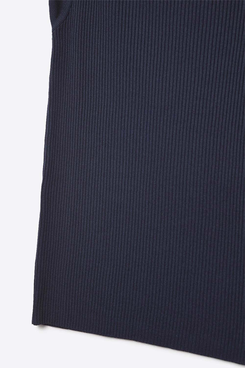 Navy Ribbed Knit Top with Wide Straps