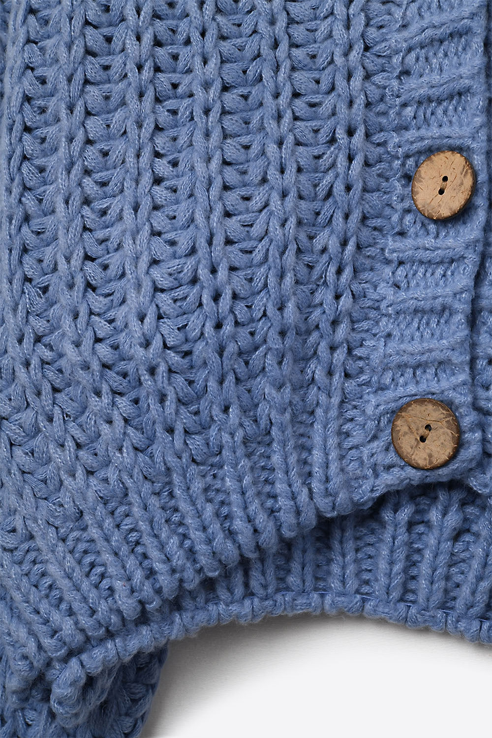 Open Knit Chunky Cardigan In blue