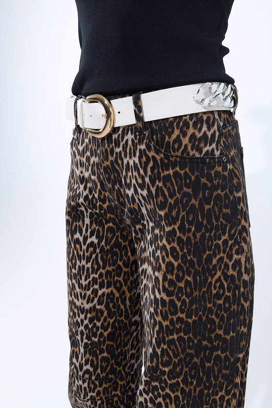 Barrel Leopard Print Jeans - trousers, Coloured Jeans