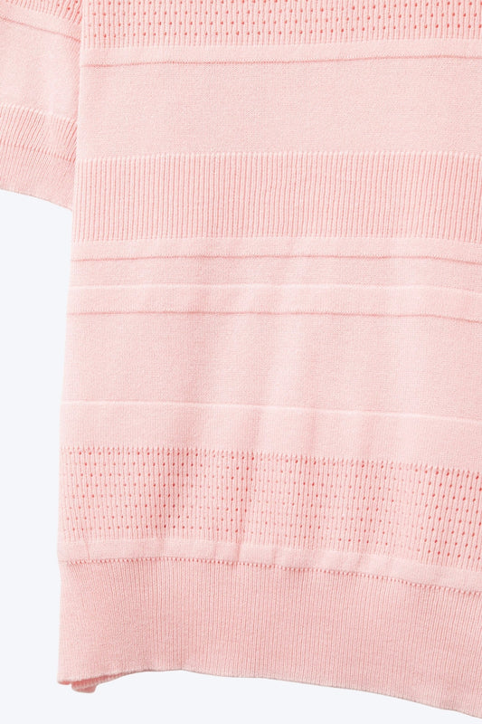 Textured Stripe Knit Sweater in pink - jumper
