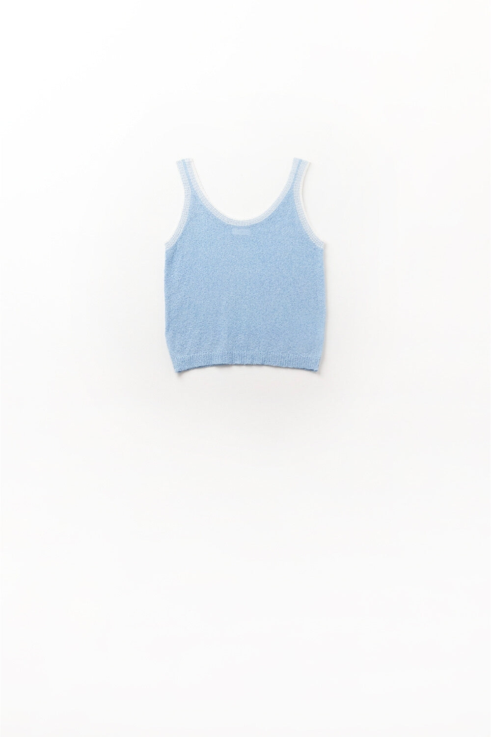 Light Blue Knit Tank Top with White Trim