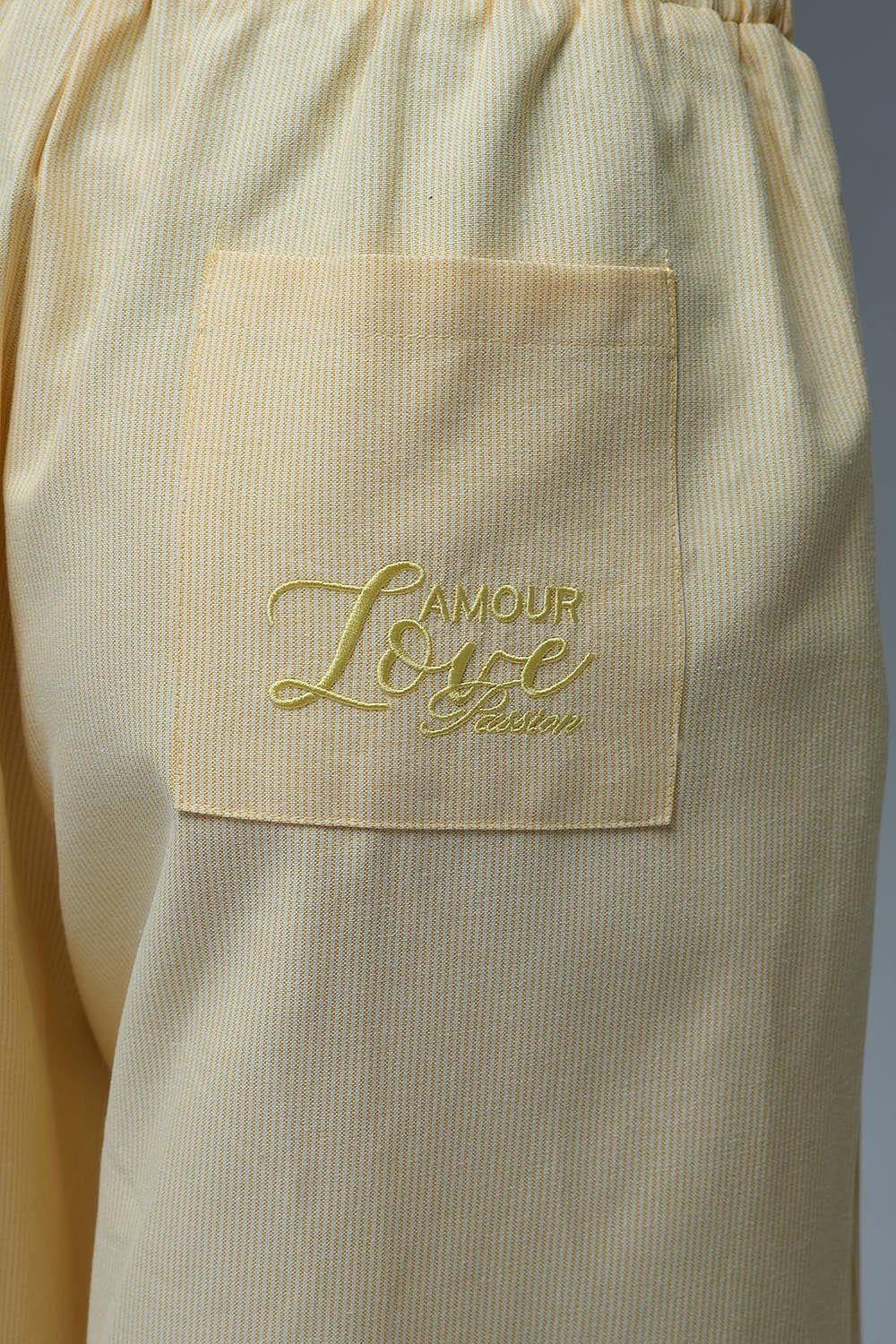 Yellow Striped Palazzo Pants with extra wide leg - trousers