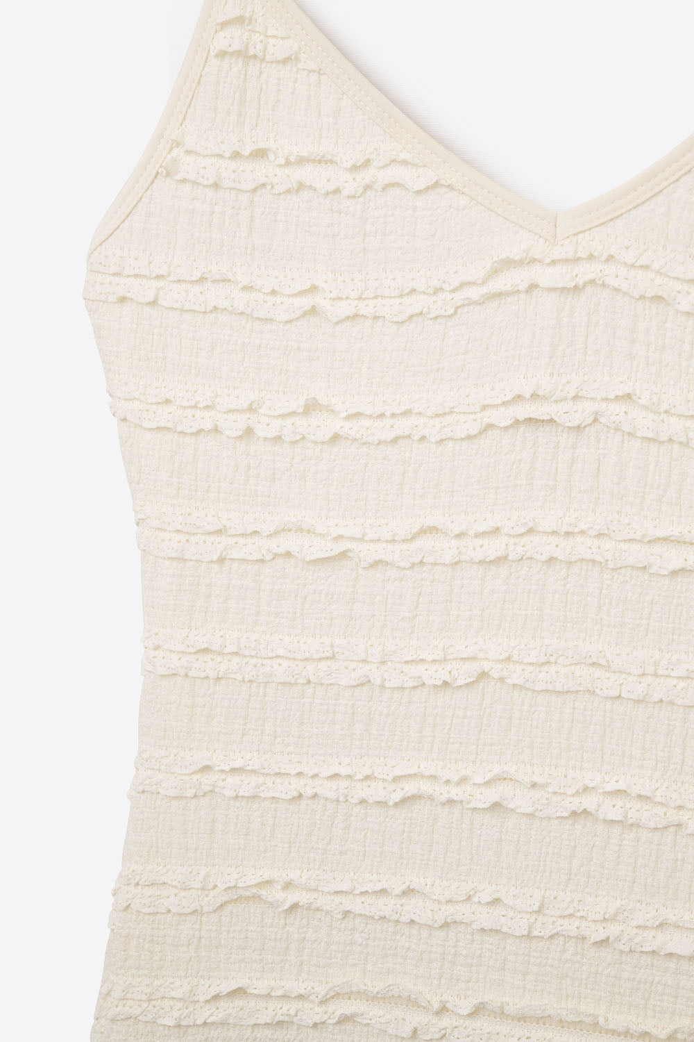 Ruffle Maxi Dress With Slit in Cream color - dress