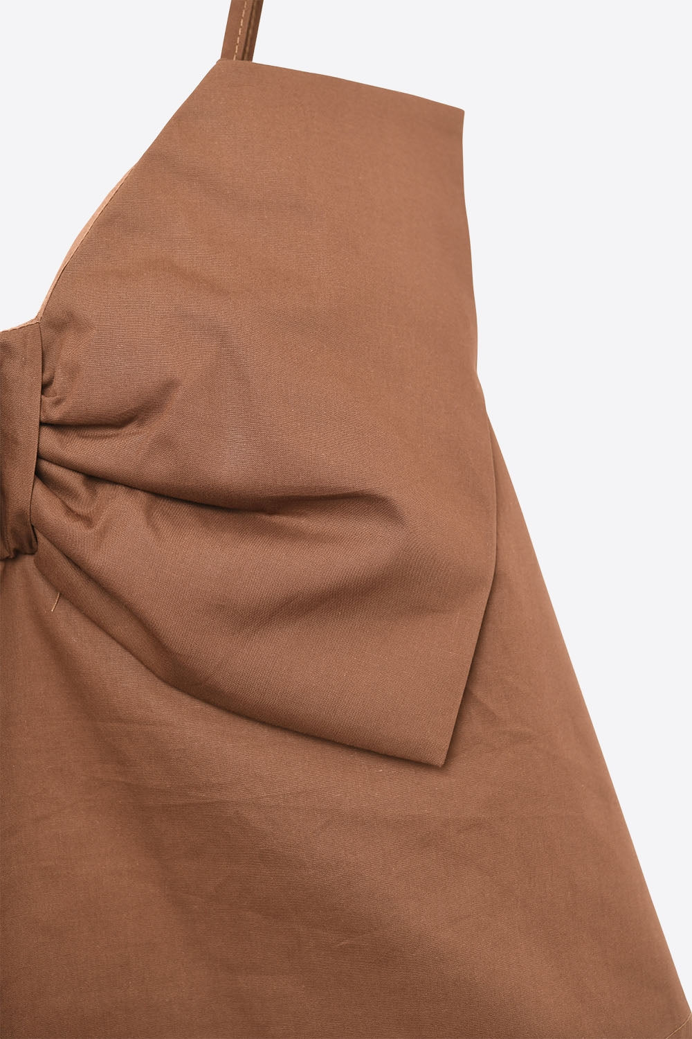 Chocolate Brown poplin crop top with bow detail