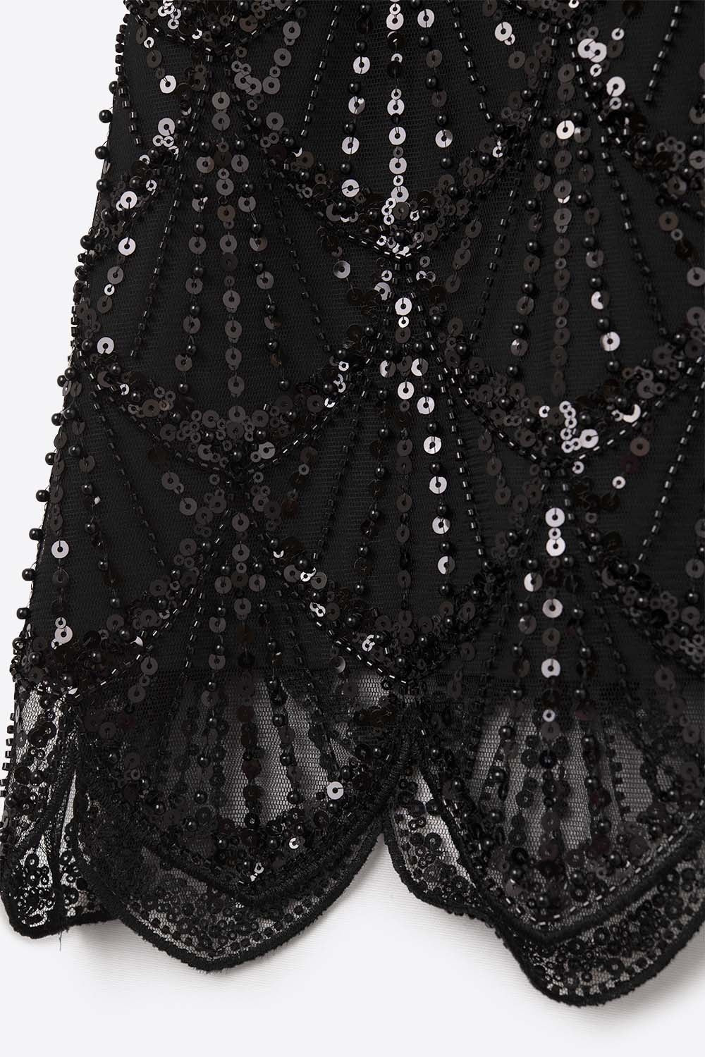 Chic Black Sequin Cropped Top
