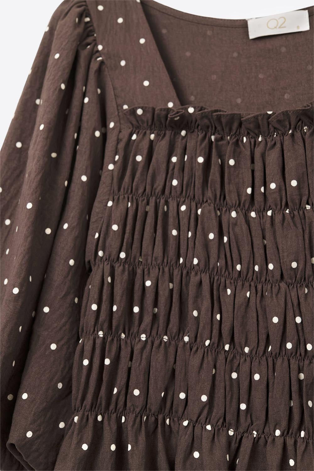 Chic Brown Polka-Dot Cropped Top fitted at the waist