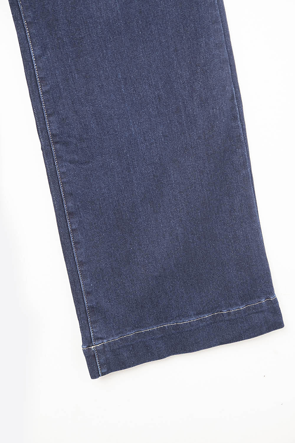 Wide-leg high-waisted jeans in dark denim with contrast stitching - Denim