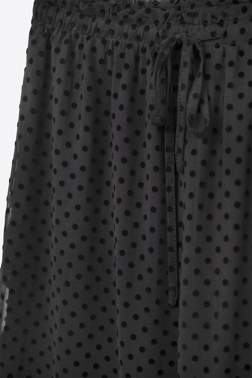 Chic Black Sheer Polka Dot Pants - trousers