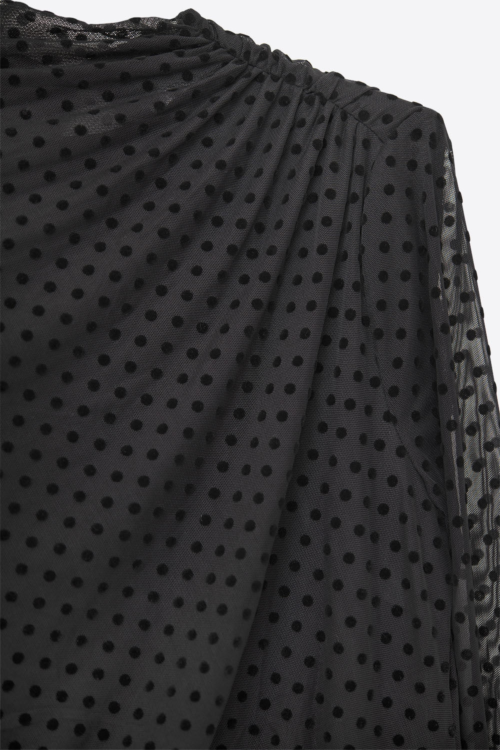 Chic Black Sheer Polka Dot Midi Dress - dress