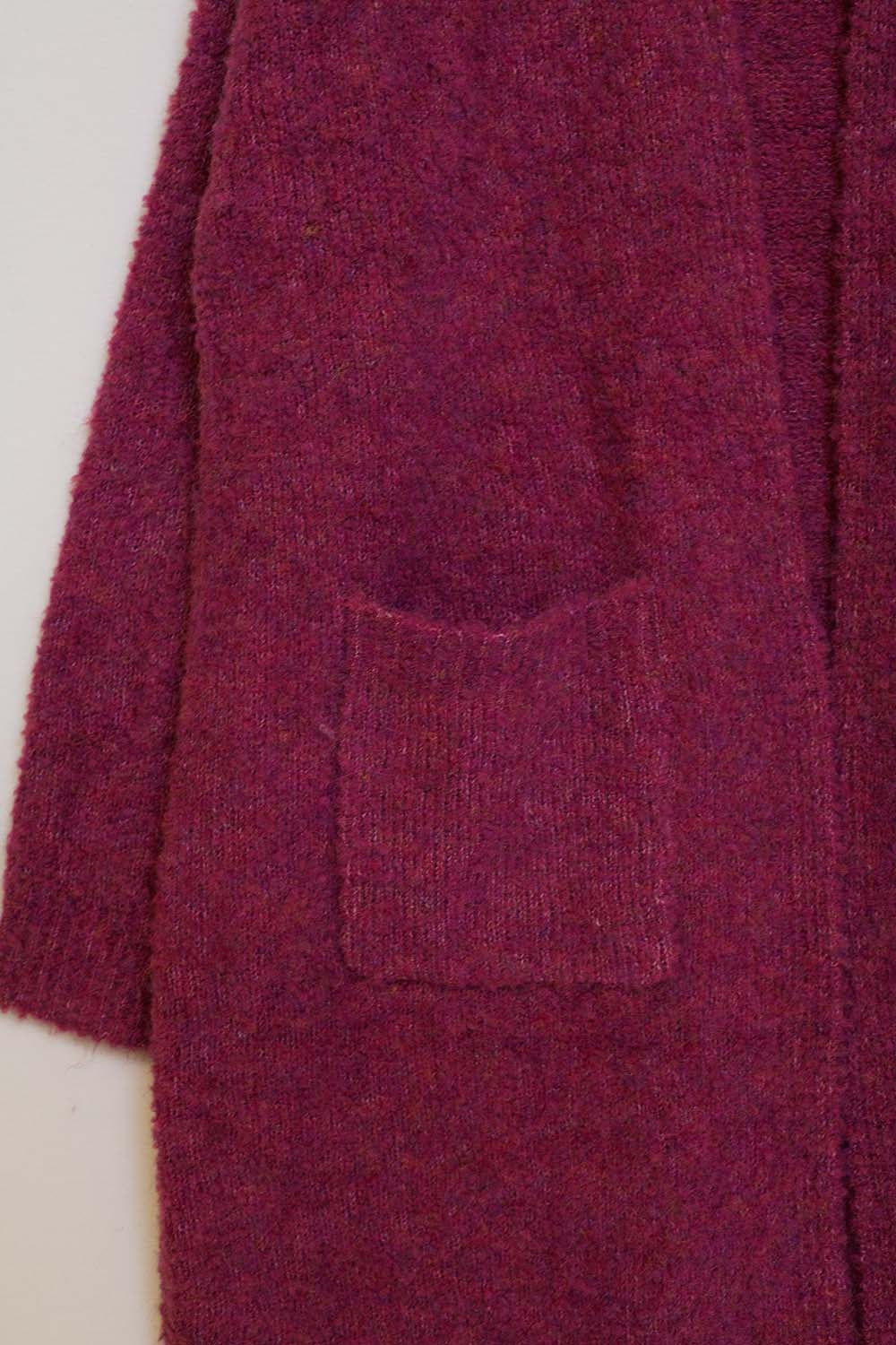 Oversized thick terry knit cardigan in fucsia
