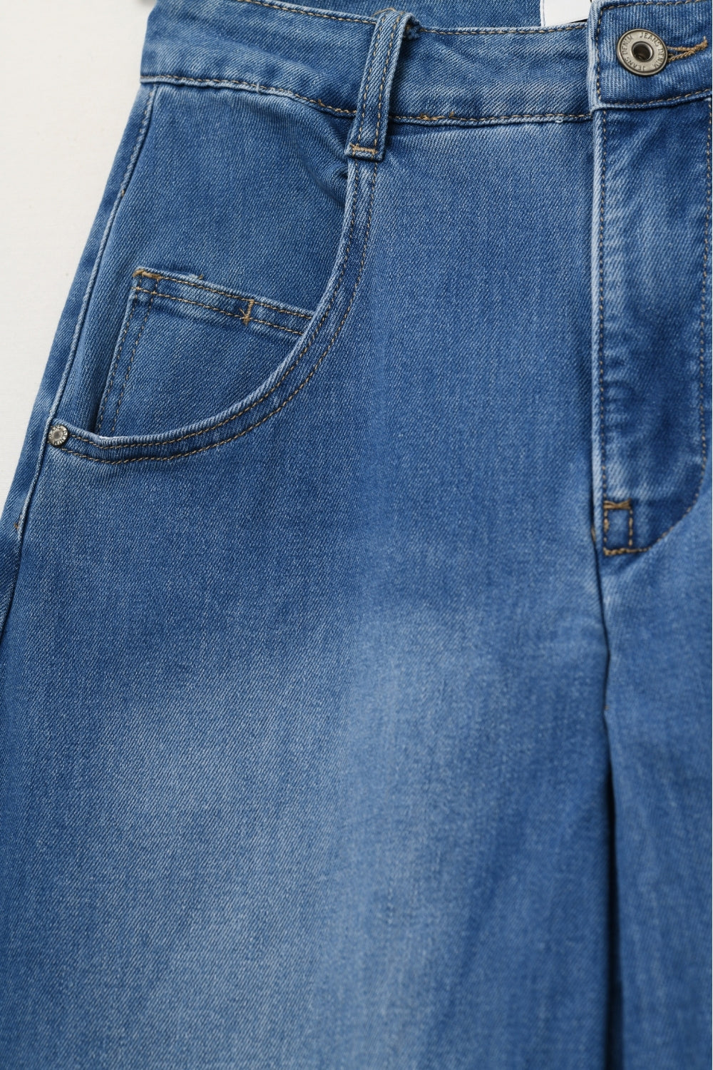 Extra Wide Leg Denim Skort with Front Pleat - Denim