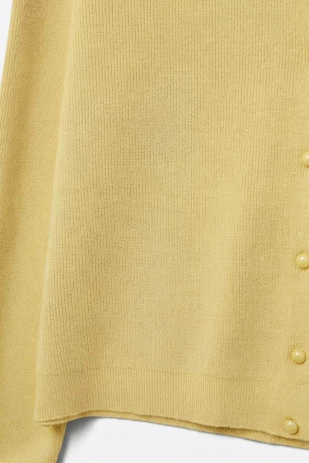 Yellow Ribbed Knit Cardigan with Mother-of-Pearl Buttons