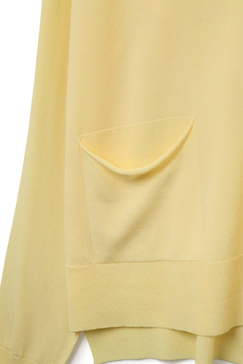 Fine Knit Cardigan with Front Pockets in Yellow