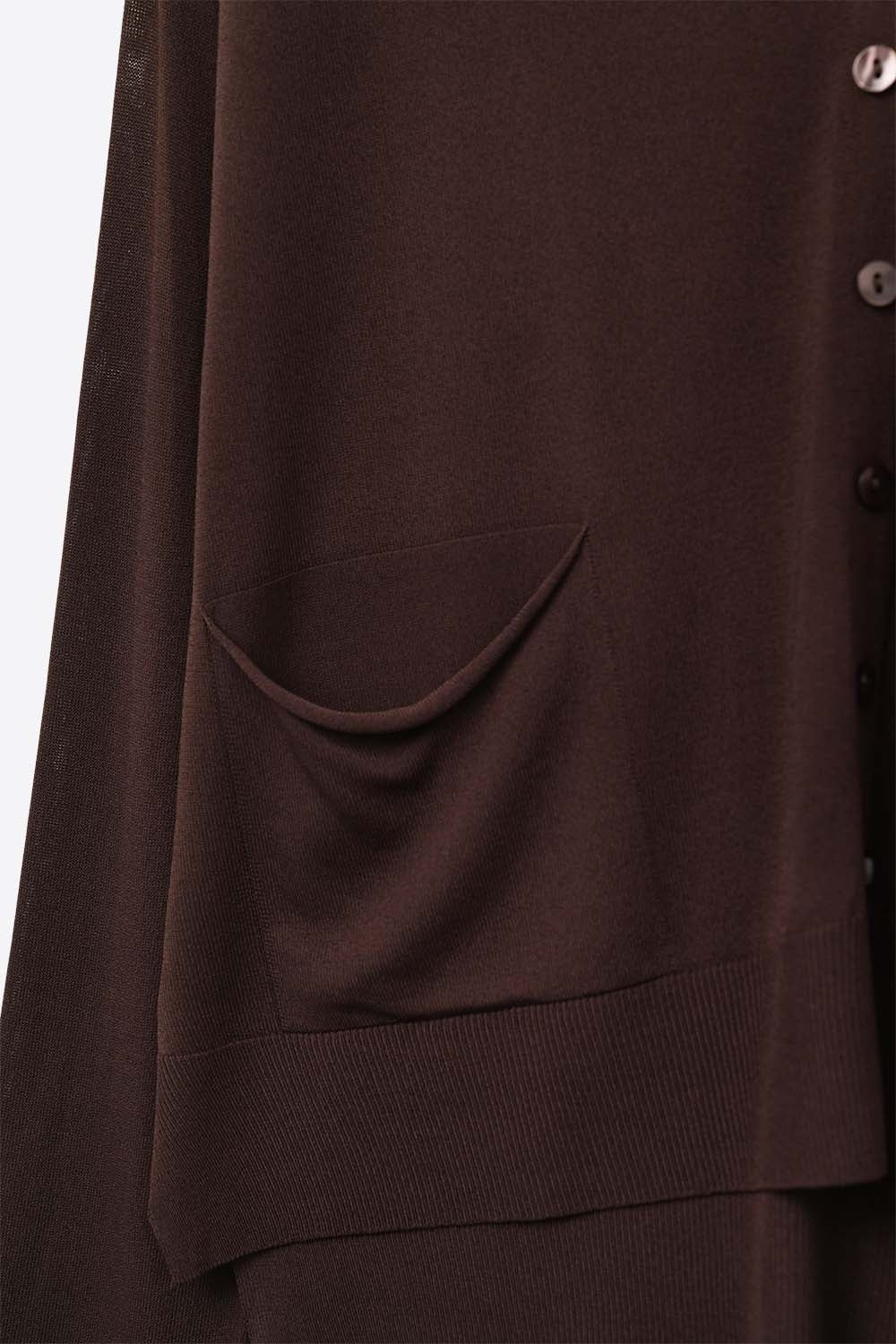 Fine Knit Cardigan with Front Pockets in brown
