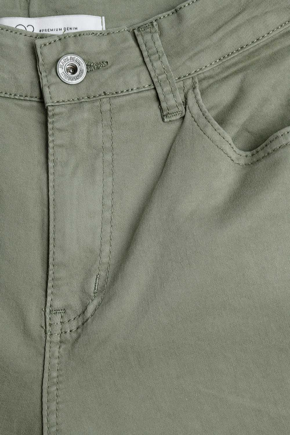 High-Rise Barrel-Leg Pants in Soft khaki color - Coloured Jeans