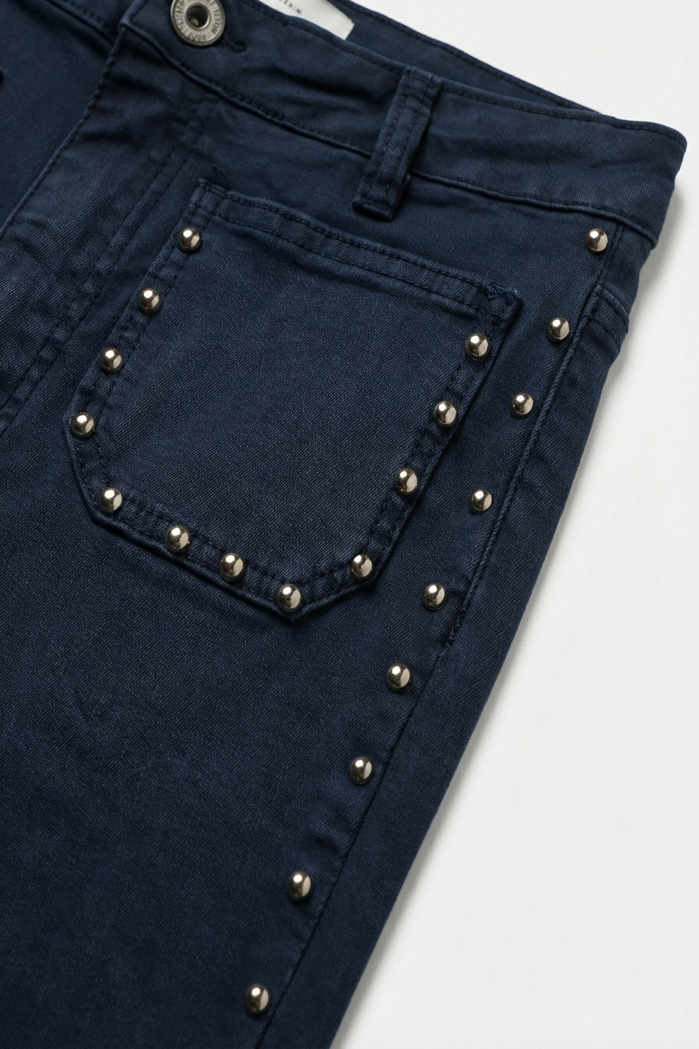 Navy High-Rise Flared Jeans with Stud Detail - Coloured Jeans
