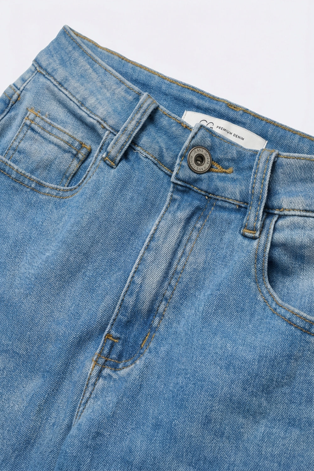 Light Wash Flared Stretch Jeans - Denim