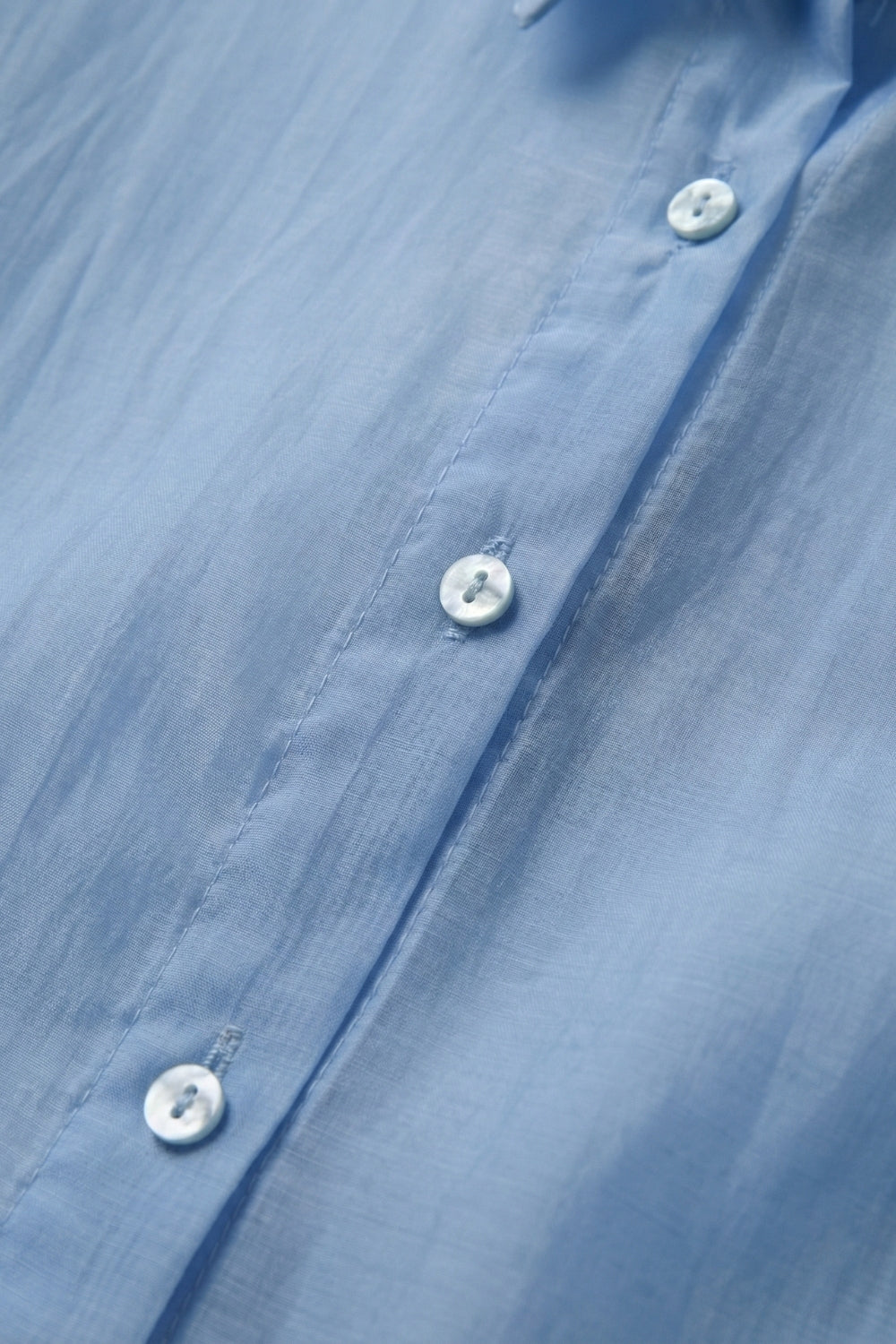 Sheer Sky Blue Button-Down Shirt with Relaxed Fit - Shirts