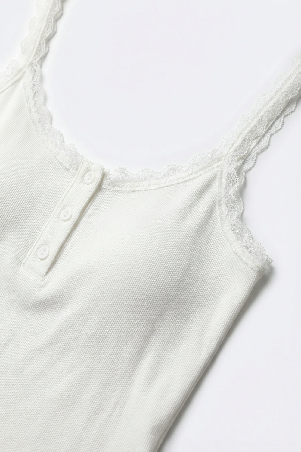 White Ribbed Knit Spaghetti Strap Tank Top